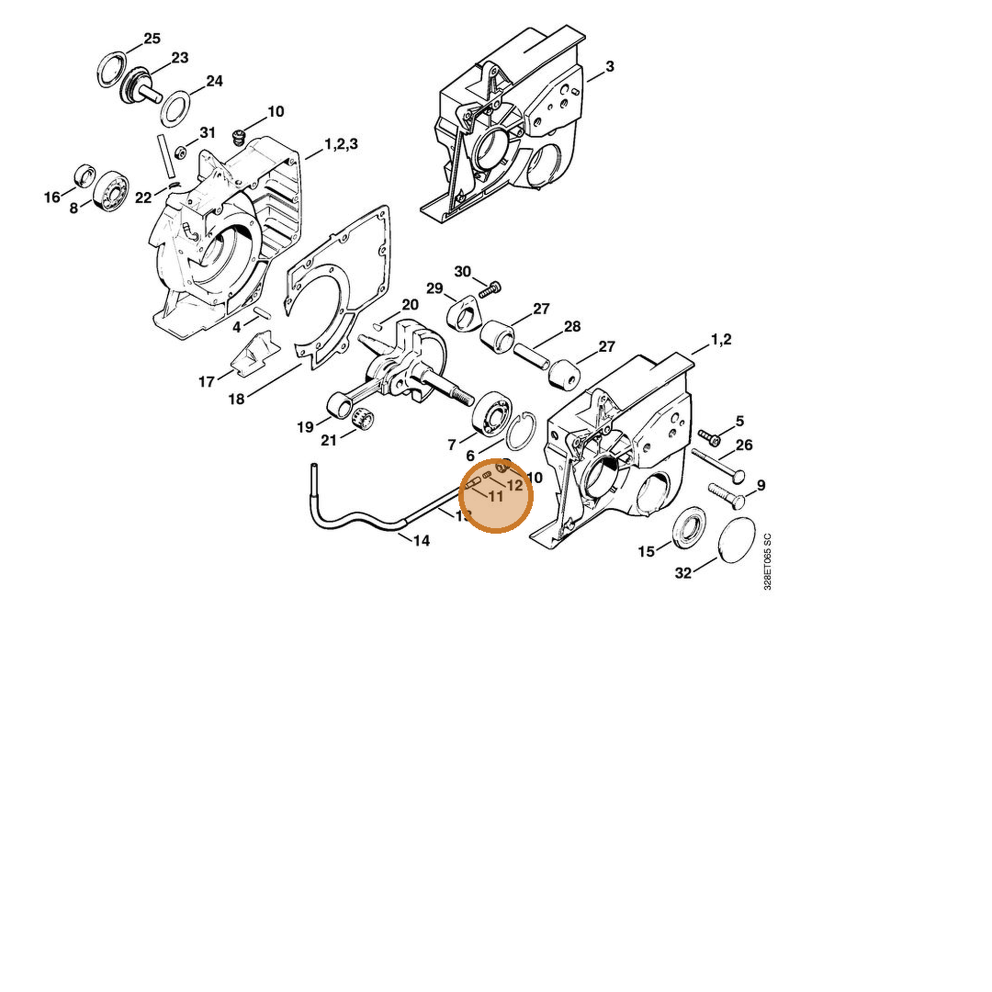 STIHL part 4205-350-5800 — IPL diagram snippet (6x zoom, amber highlight)