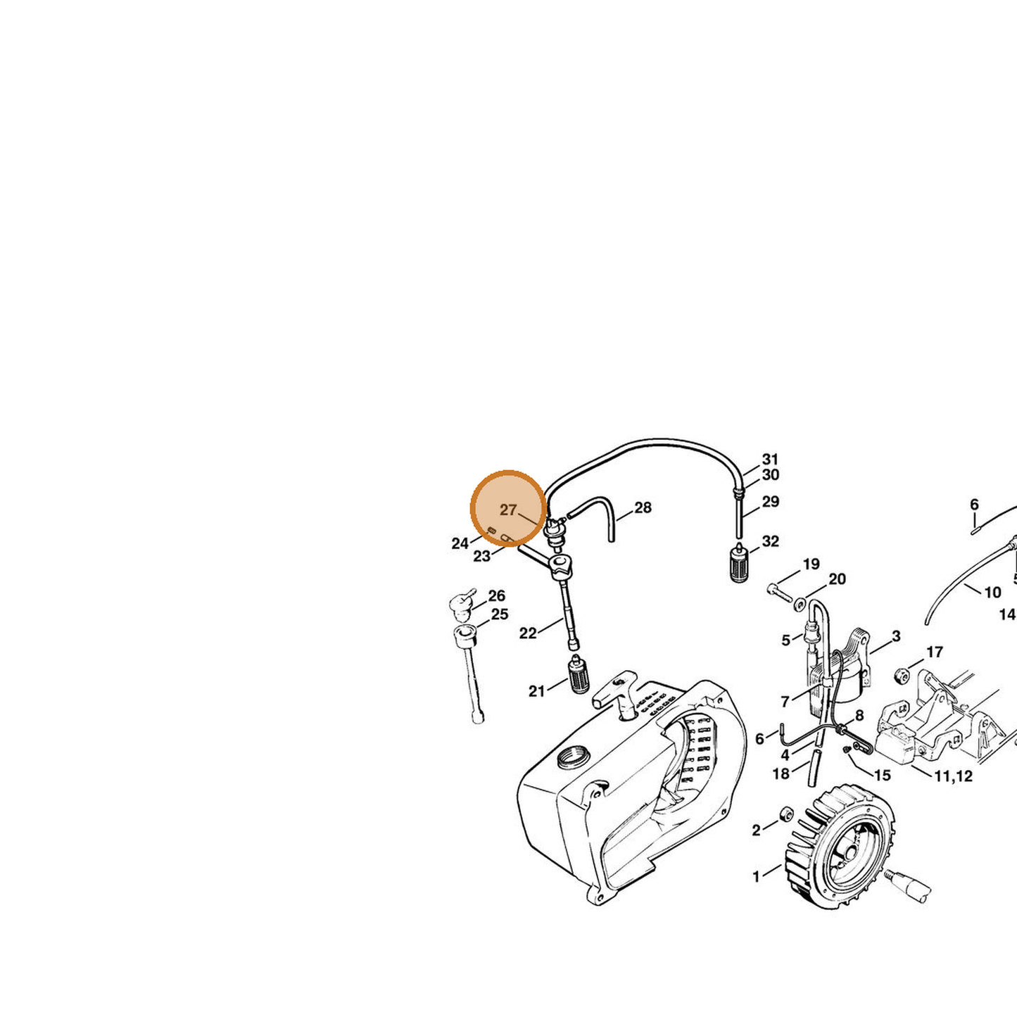 STIHL part 4205-353-5900 — IPL diagram snippet (6x zoom, amber highlight)