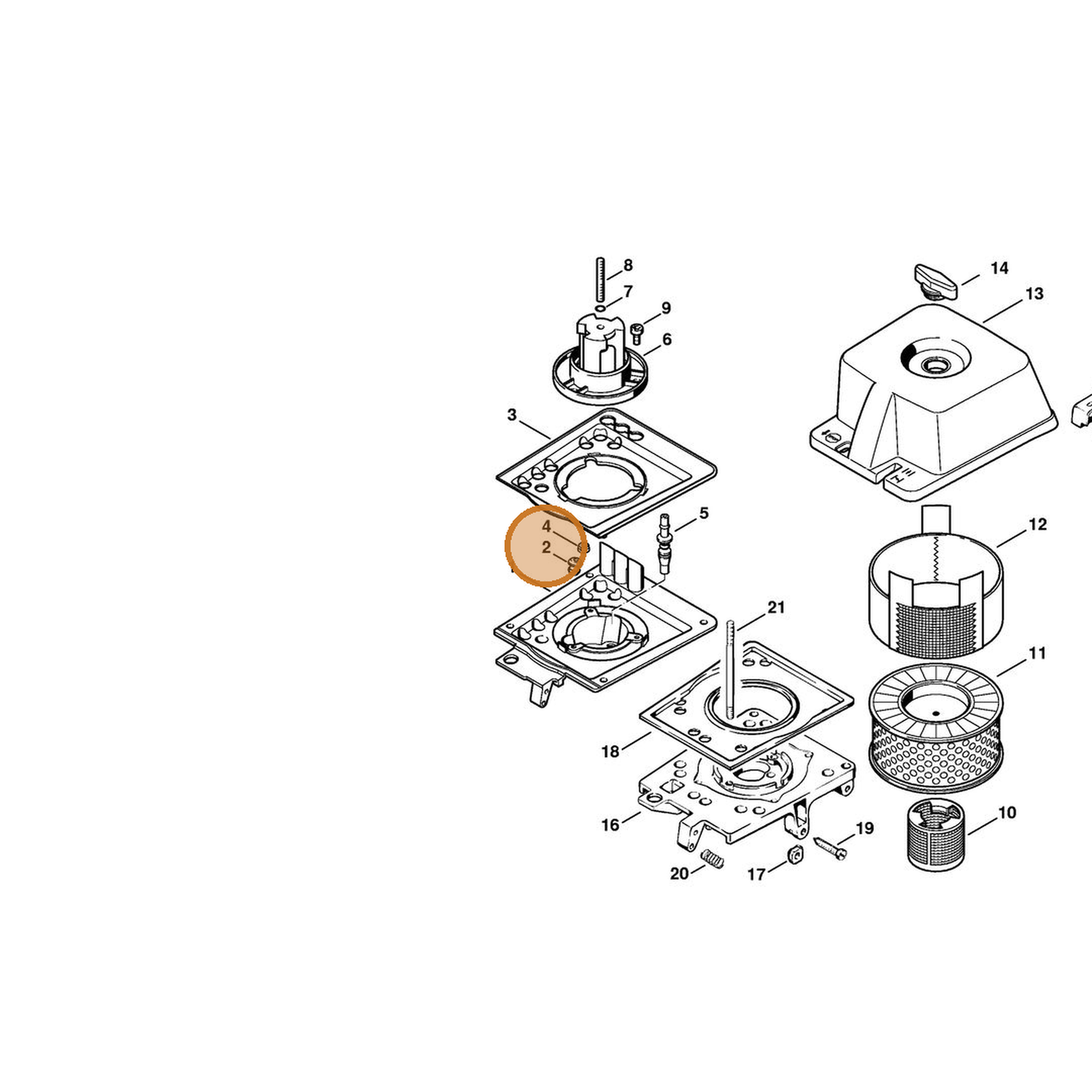 STIHL part 4205-647-9100 — IPL diagram snippet (6x zoom, amber highlight)