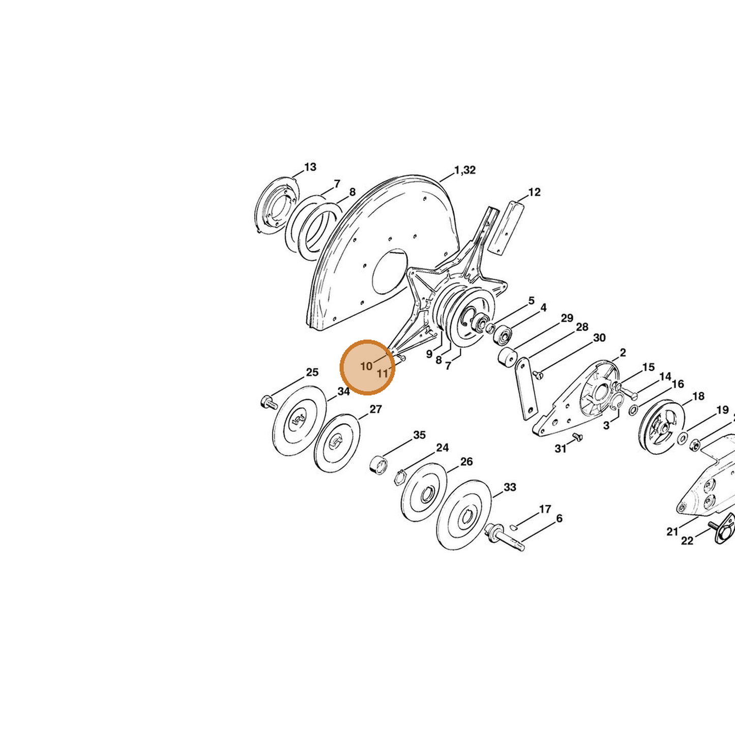 STIHL part 4205-706-2900 — IPL diagram snippet (6x zoom, amber highlight)