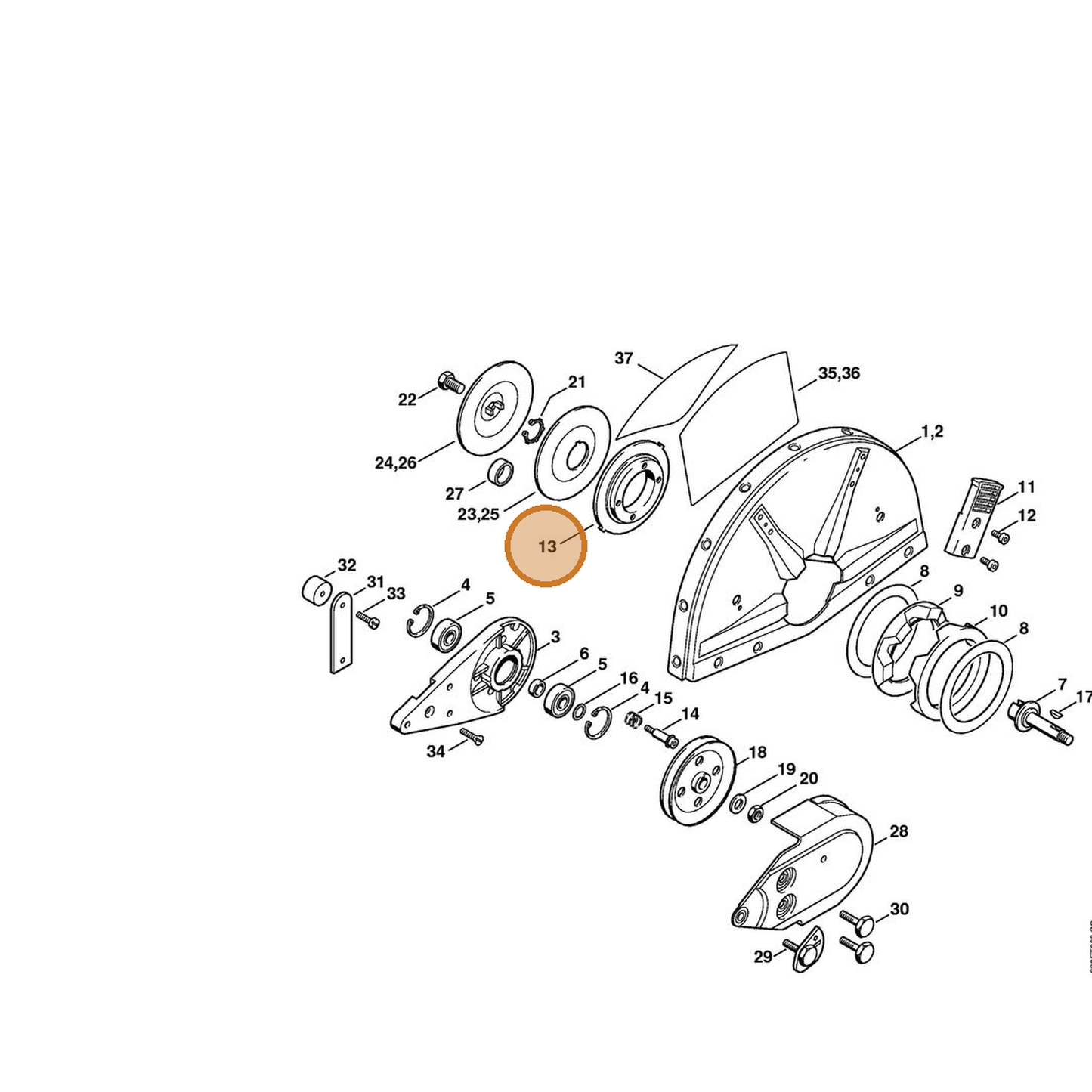 STIHL part 4205-706-2903 — IPL diagram snippet (6x zoom, amber highlight)
