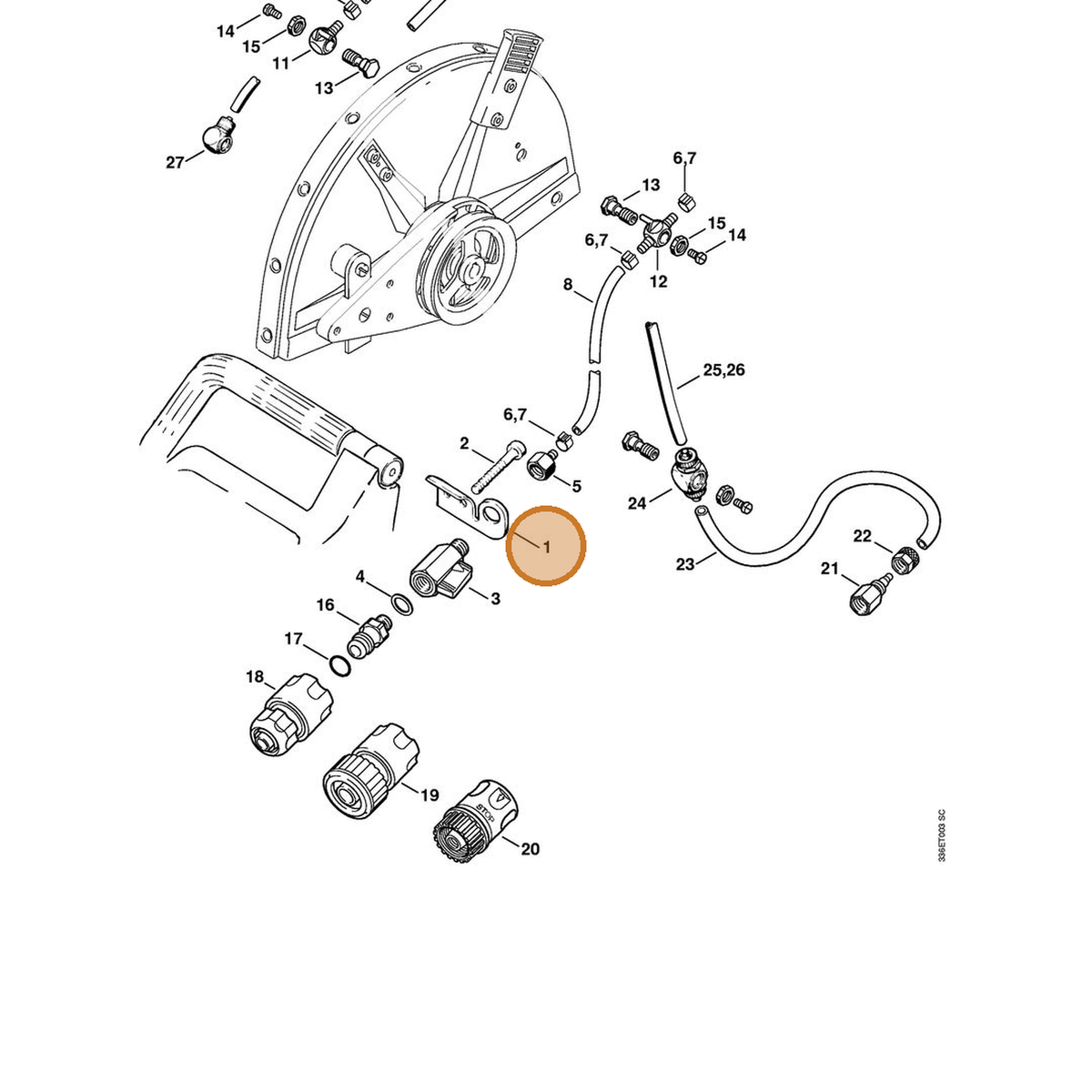 STIHL part 4205-708-8200 — IPL diagram snippet (6x zoom, amber highlight)