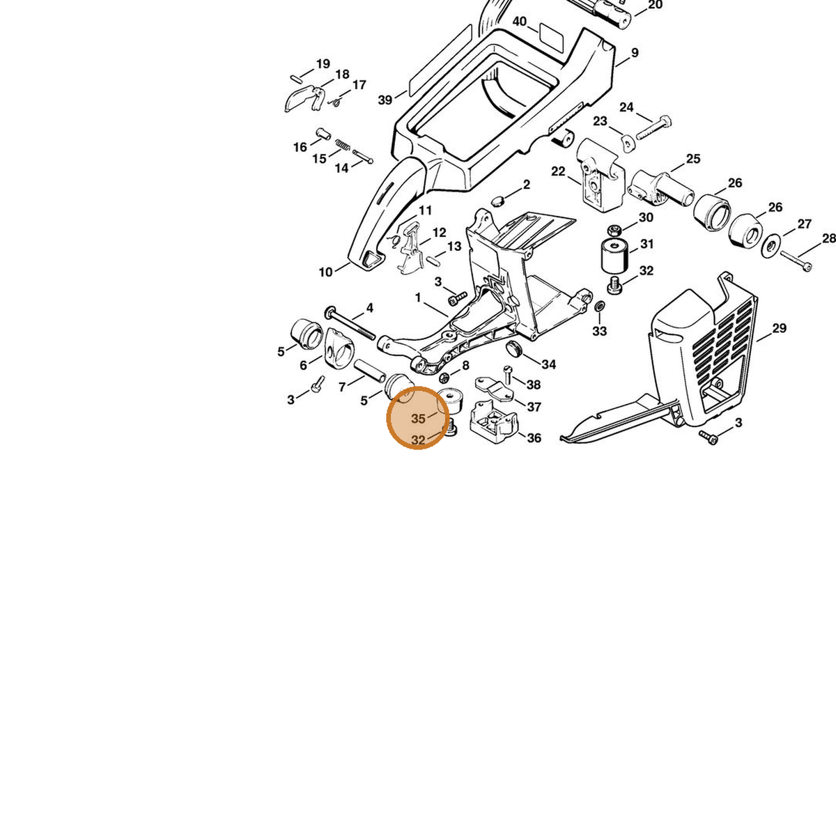 STIHL part 4205-790-9300 — IPL diagram snippet (6x zoom, amber highlight)