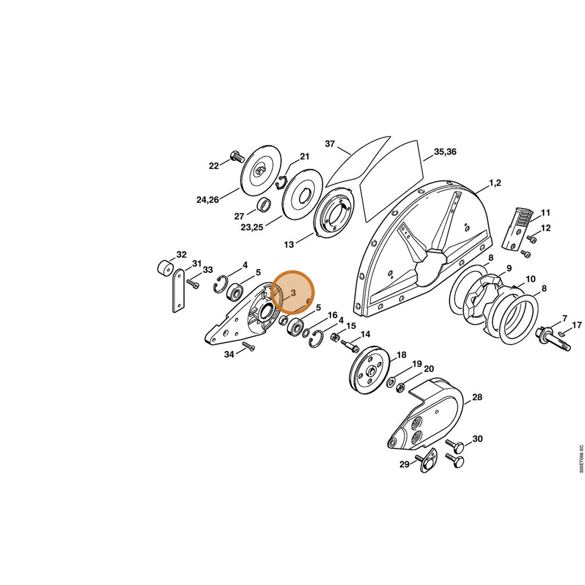 STIHL part 4205-791-3902 — IPL diagram snippet (6x zoom, amber highlight)