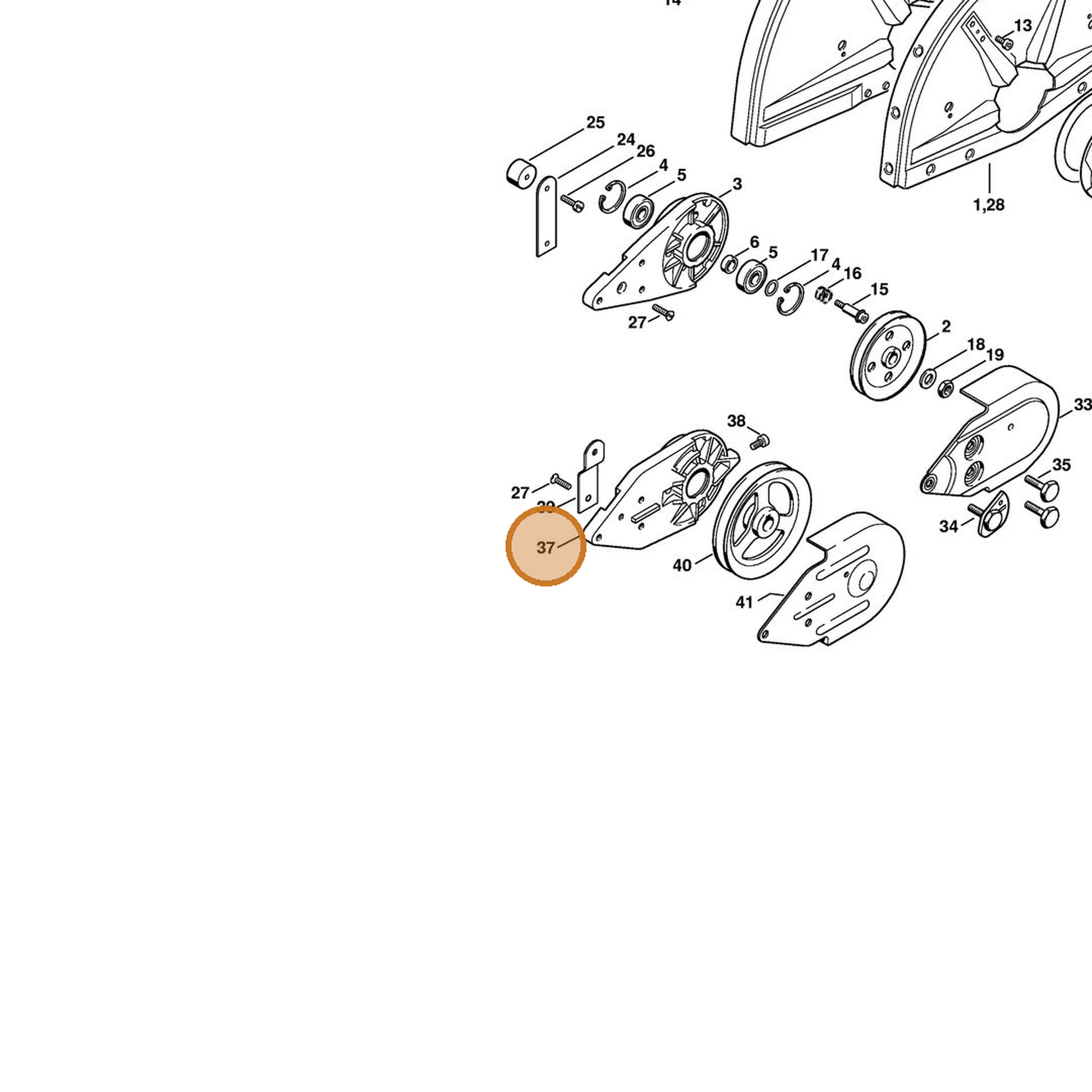 STIHL part 4205-791-3903 — IPL diagram snippet (6x zoom, amber highlight)