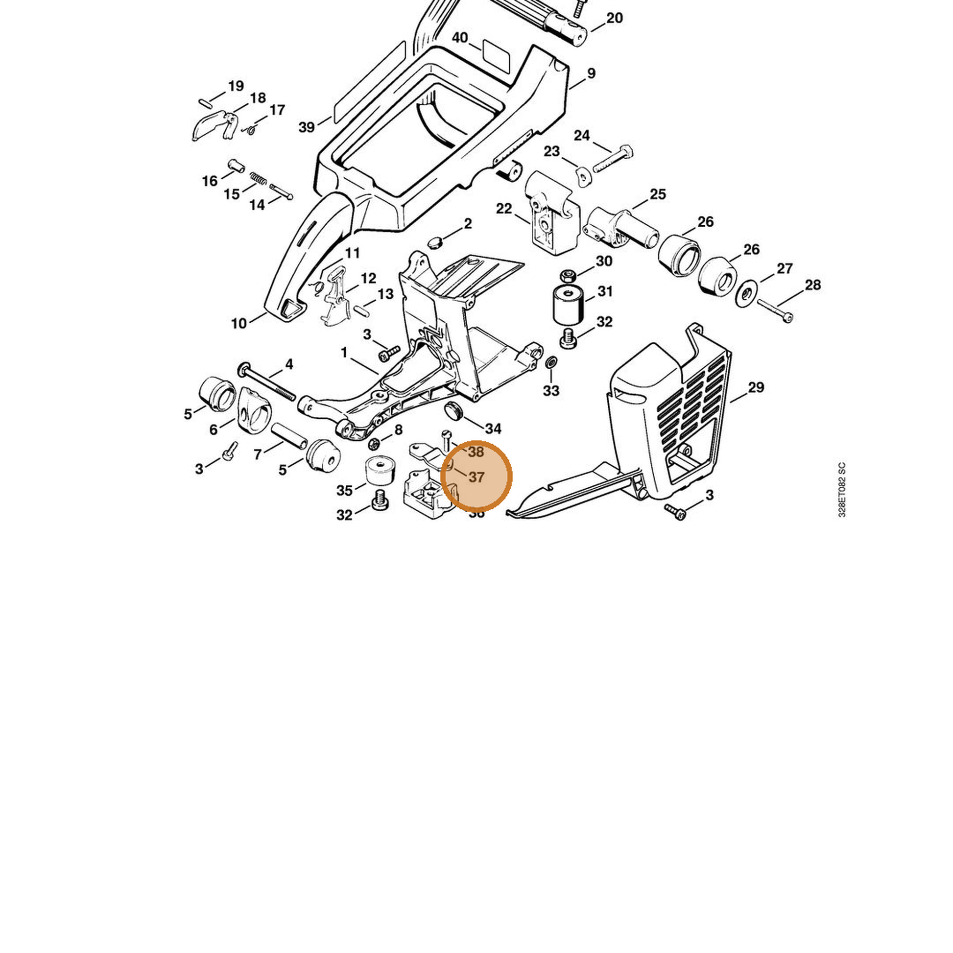 STIHL part 4205-791-7400 — IPL diagram snippet (6x zoom, amber highlight)