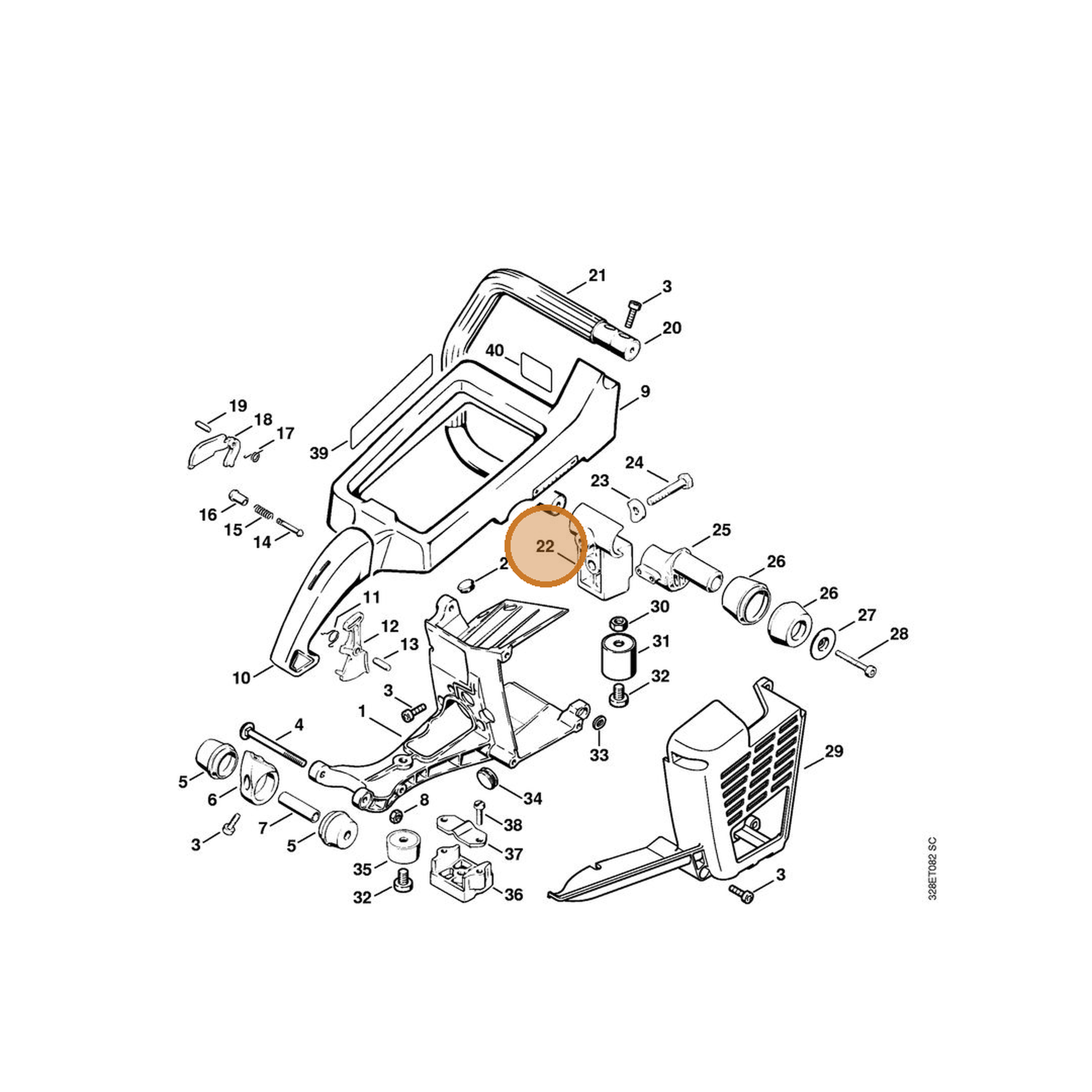 STIHL part 4205-791-7602 — IPL diagram snippet (6x zoom, amber highlight)