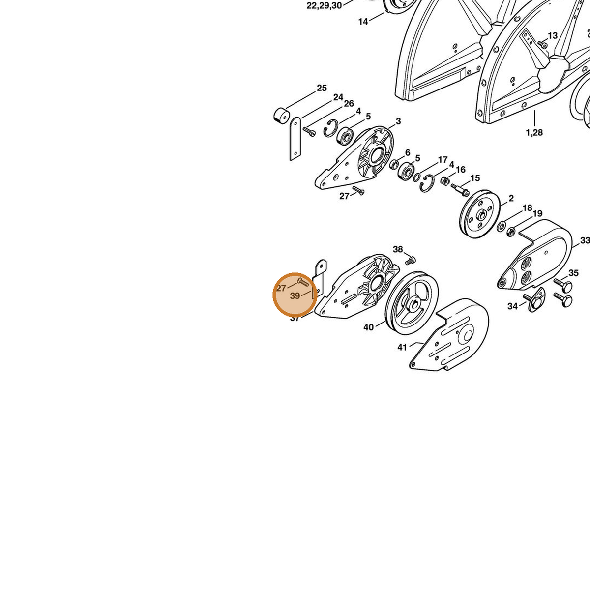 STIHL part 4205-792-9400 — IPL diagram snippet (6x zoom, amber highlight)