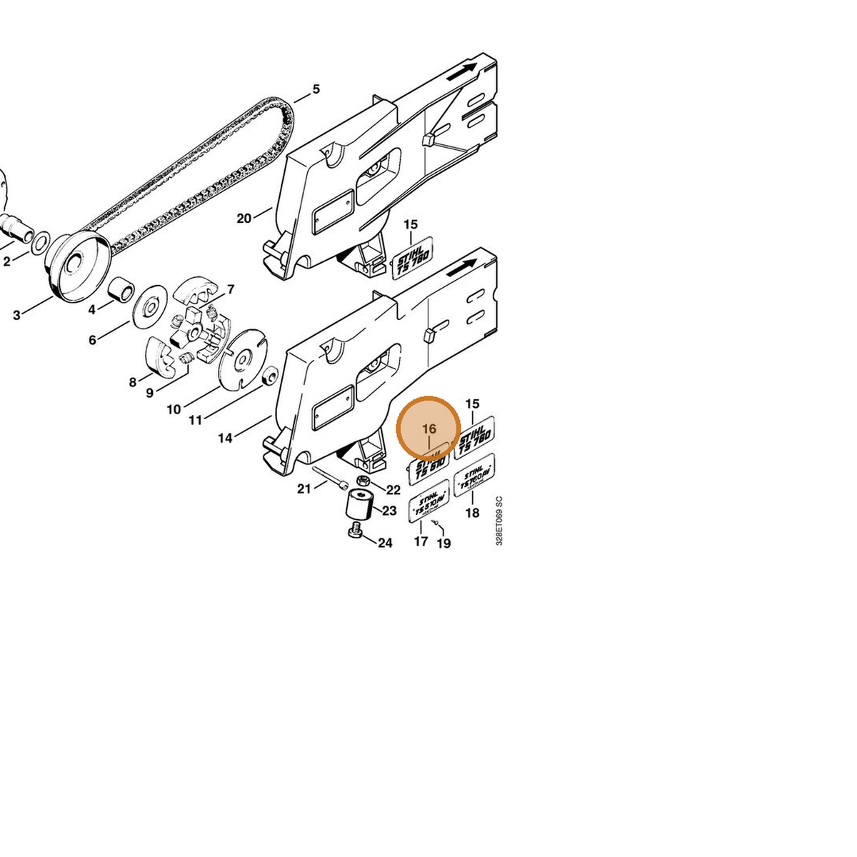 STIHL part 4205-967-1502 — IPL diagram snippet (6x zoom, amber highlight)