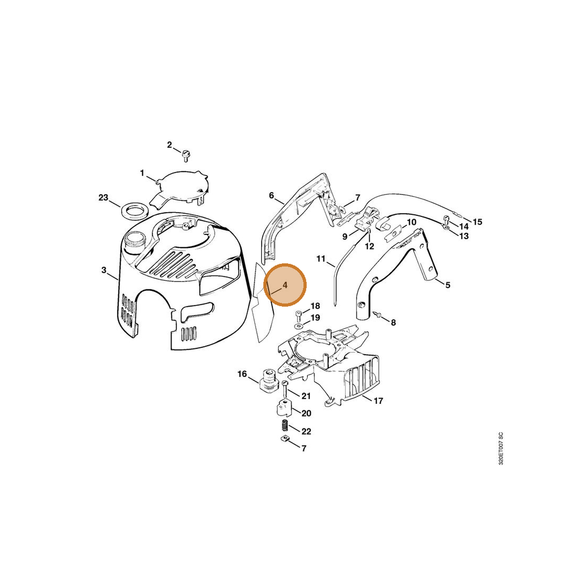 STIHL part 4210-706-8300 — IPL diagram snippet (6x zoom, amber highlight)