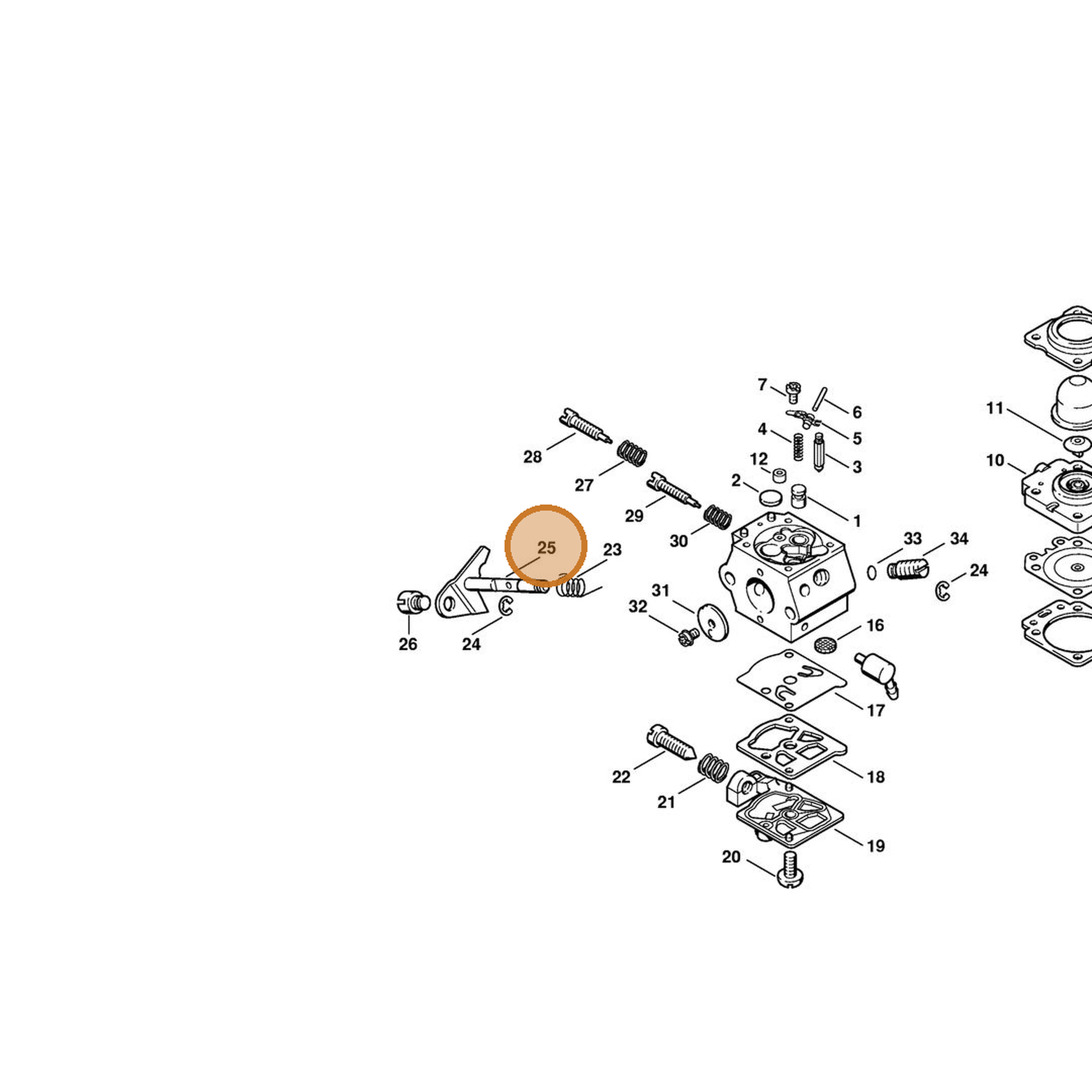 STIHL part 4211-120-7100 — IPL diagram snippet (6x zoom, amber highlight)