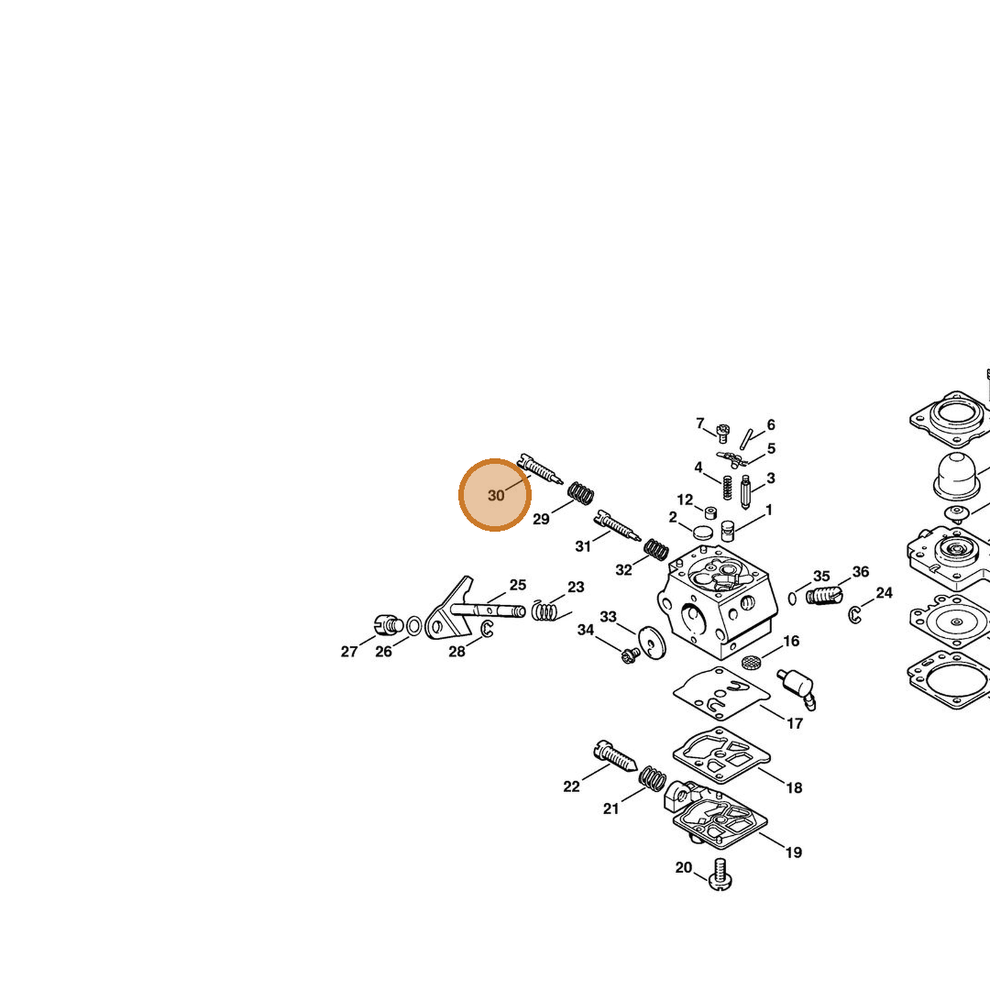 STIHL part 4211-122-6700 — IPL diagram snippet (6x zoom, amber highlight)