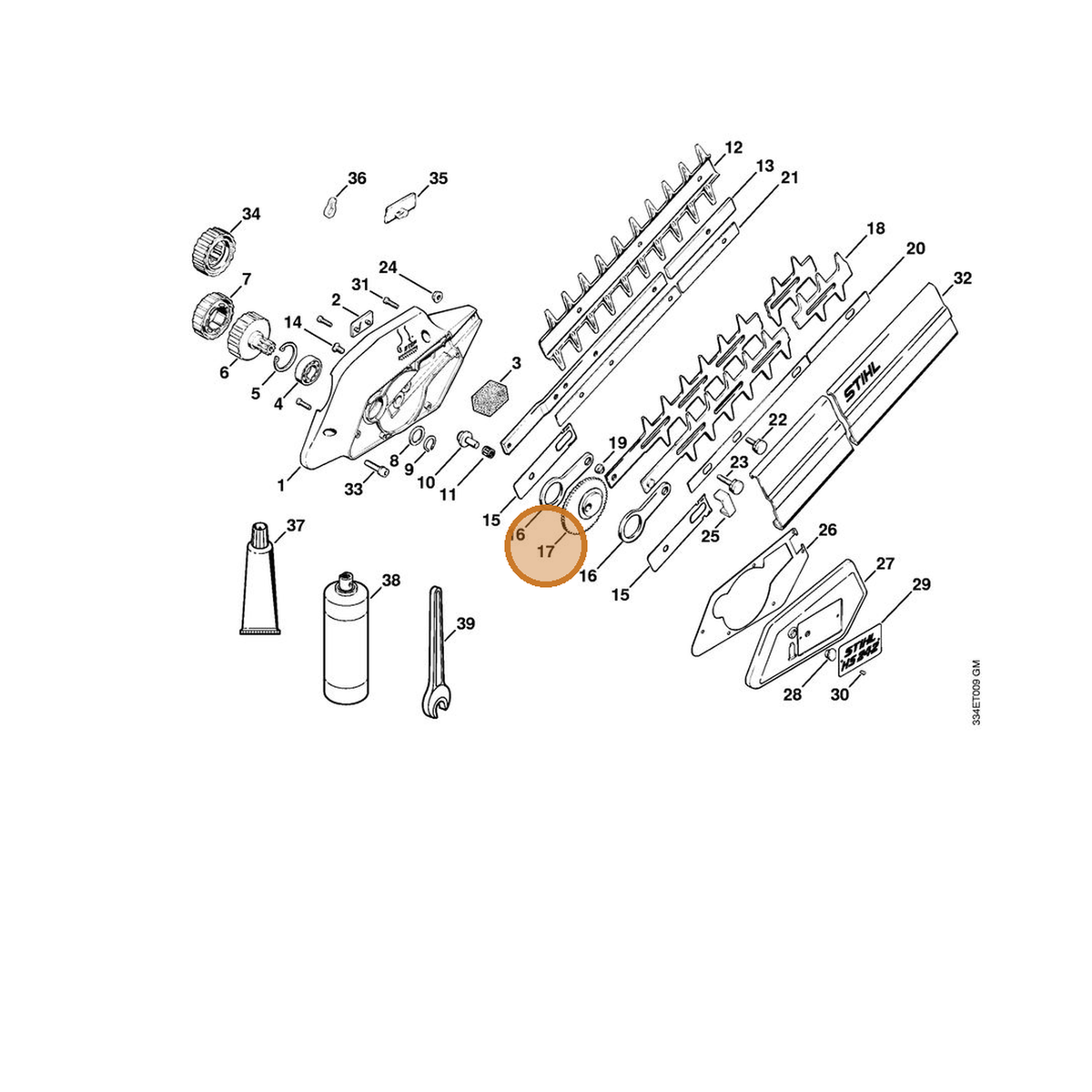 STIHL part 4211-642-0102 — IPL diagram snippet (6x zoom, amber highlight)
