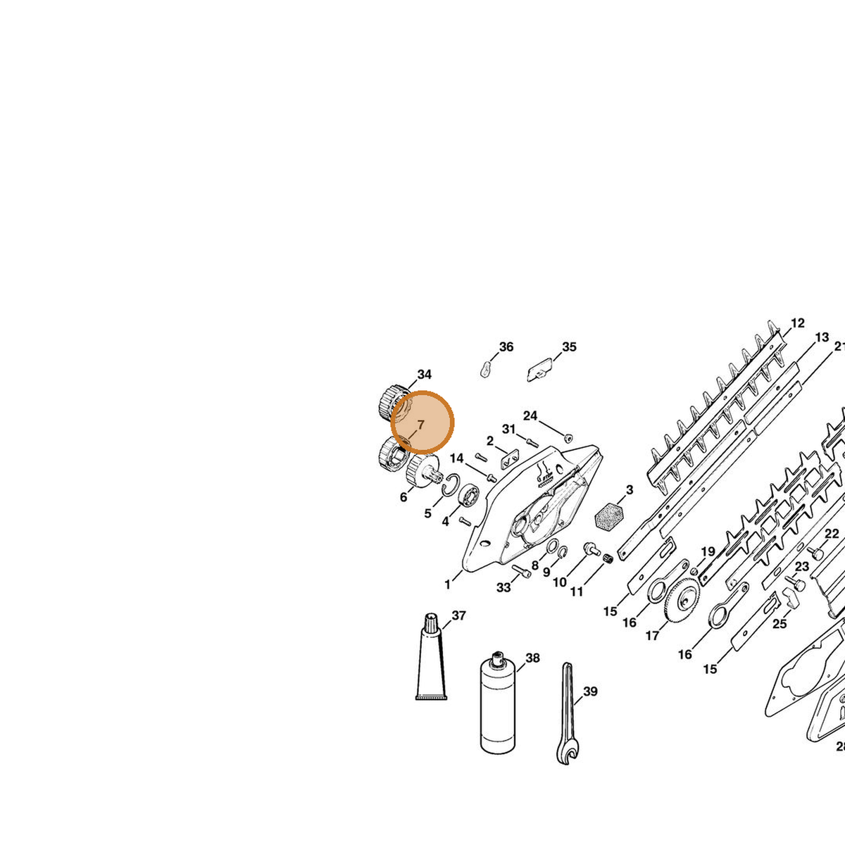 STIHL part 4213-007-1000 — IPL diagram snippet (6x zoom, amber highlight)