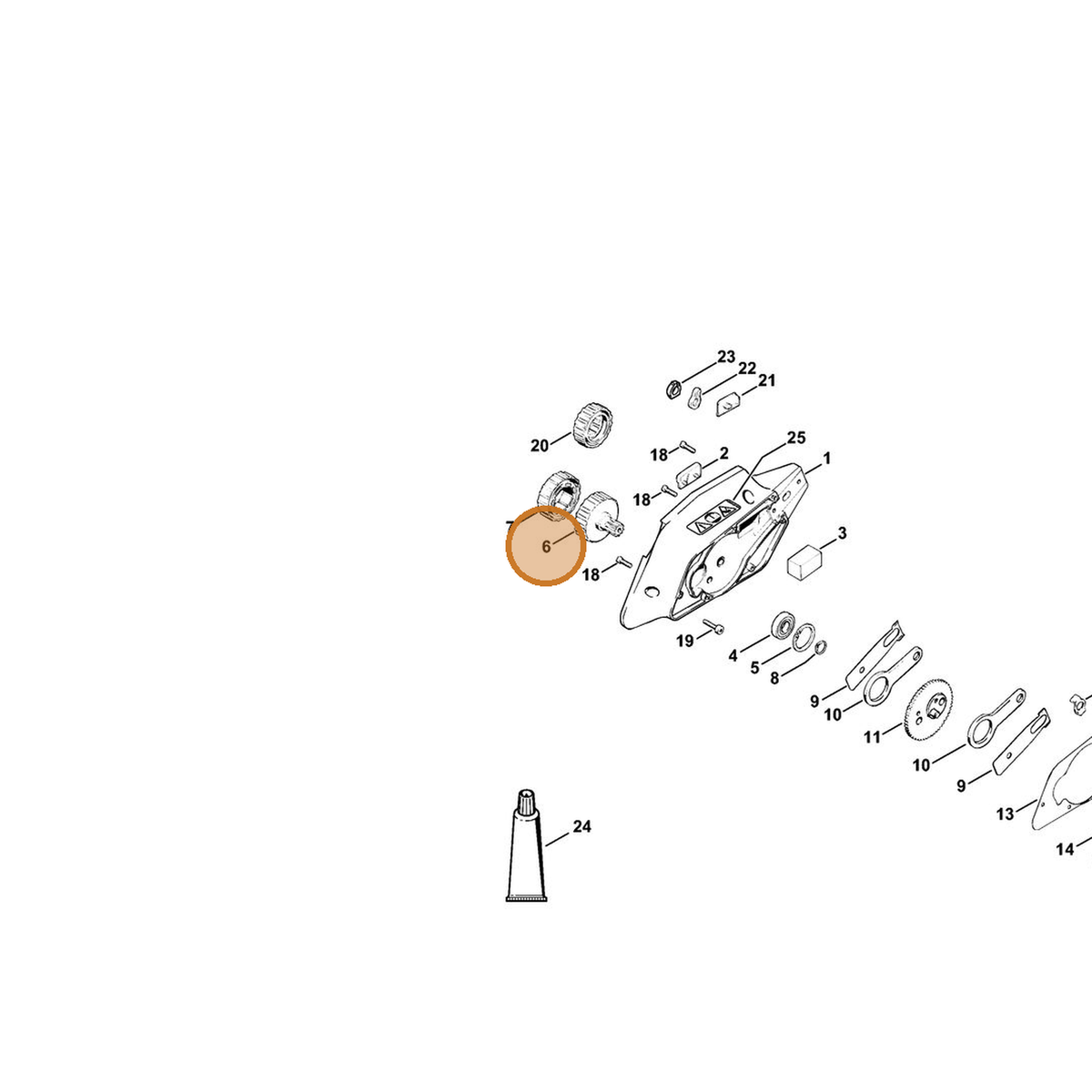 STIHL part 4213-160-2902 — IPL diagram snippet (6x zoom, amber highlight)