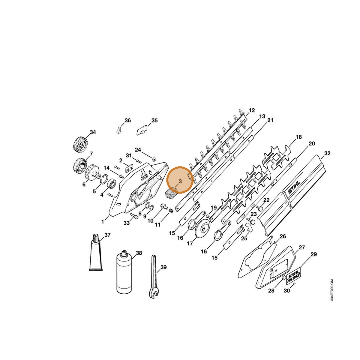 STIHL part 4213-641-3300 — IPL diagram snippet (6x zoom, amber highlight)