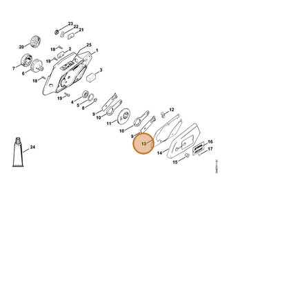STIHL part 4213-649-0301 — IPL diagram snippet (6x zoom, amber highlight)