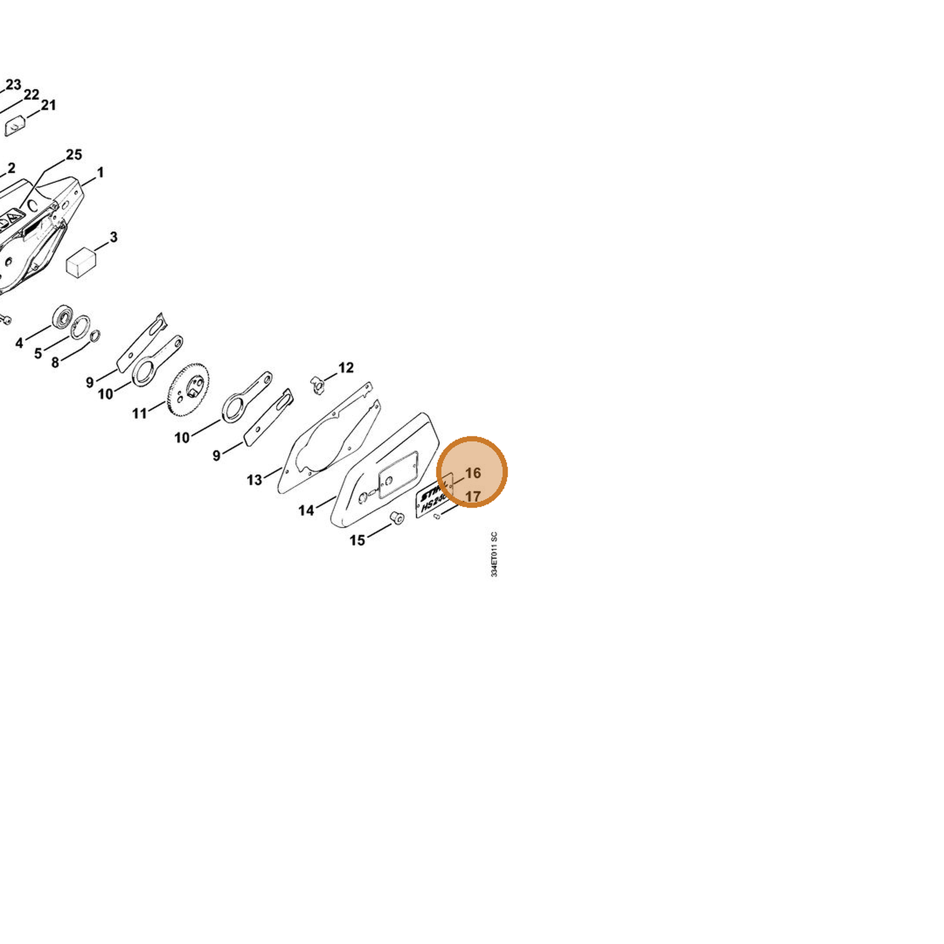 STIHL part 4213-967-1501 — IPL diagram snippet (6x zoom, amber highlight)