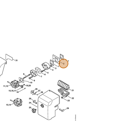 STIHL part 4214-121-2200 — IPL diagram snippet (6x zoom, amber highlight)