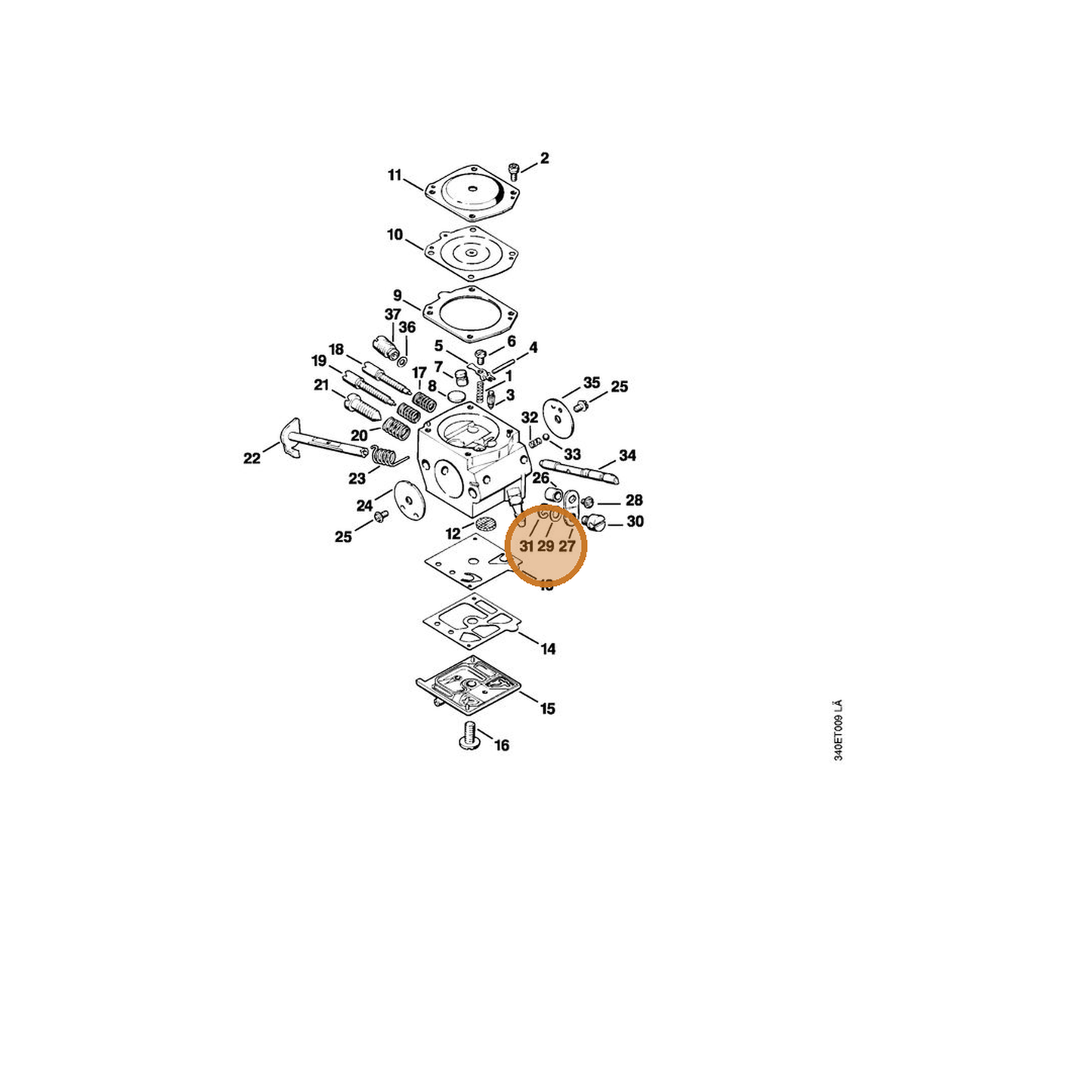 STIHL part 4215-121-8600 — IPL diagram snippet (6x zoom, amber highlight)