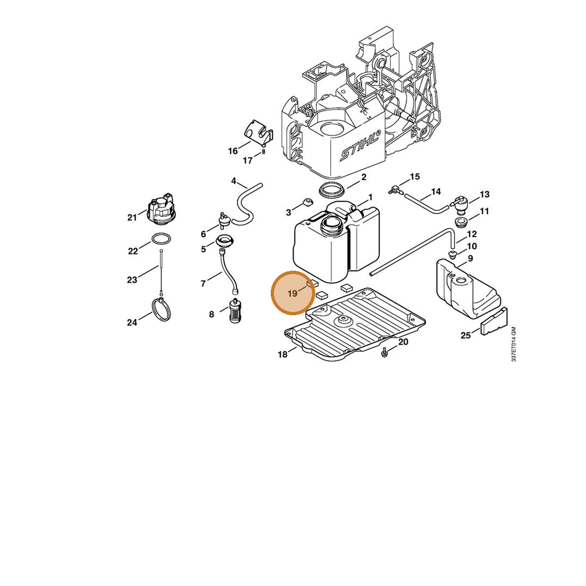 STIHL part 4221-028-1300 — IPL diagram snippet (6x zoom, amber highlight)