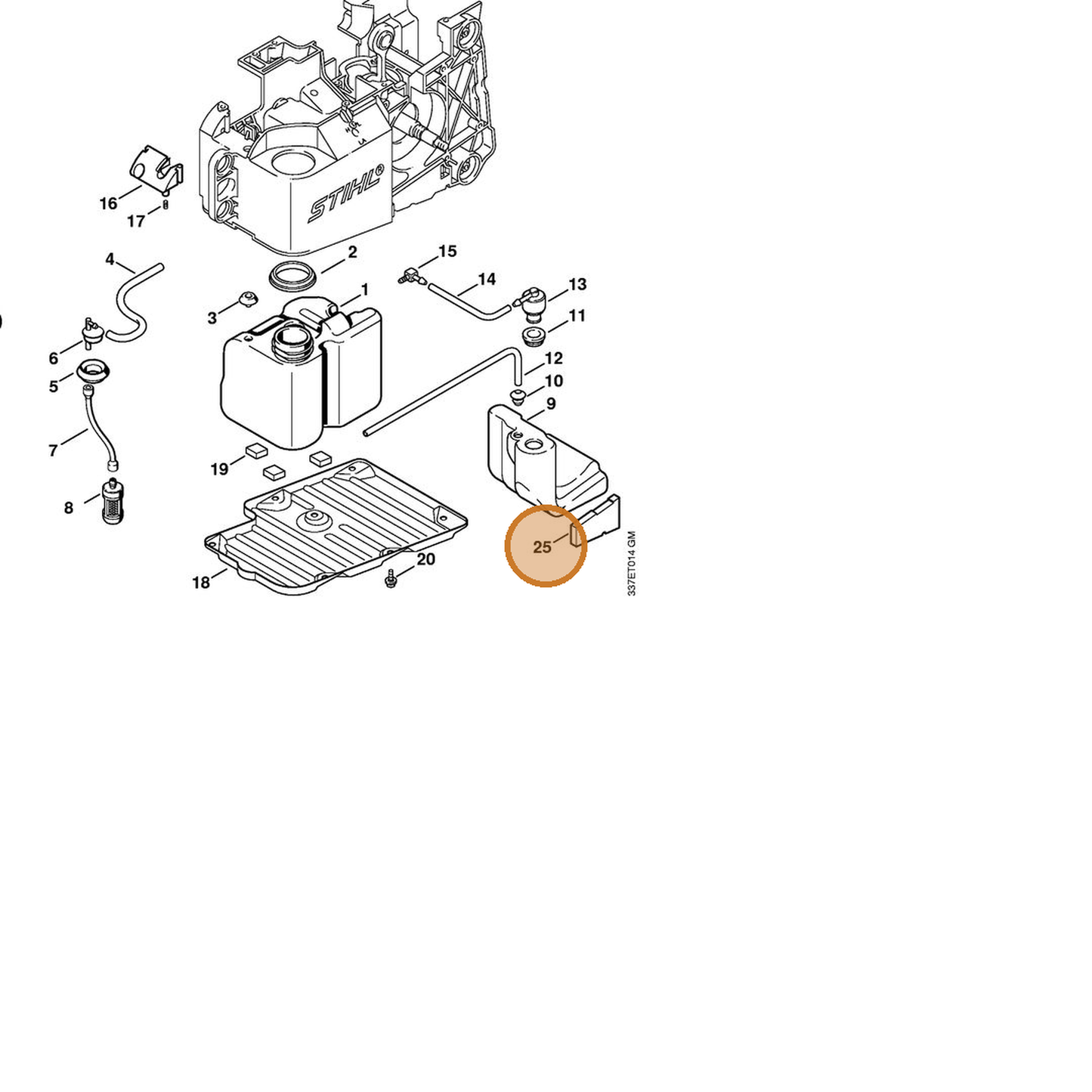 STIHL part 4221-028-1305 — IPL diagram snippet (6x zoom, amber highlight)
