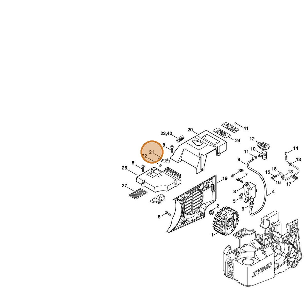 STIHL part 4221-084-6600 — IPL diagram snippet (6x zoom, amber highlight)