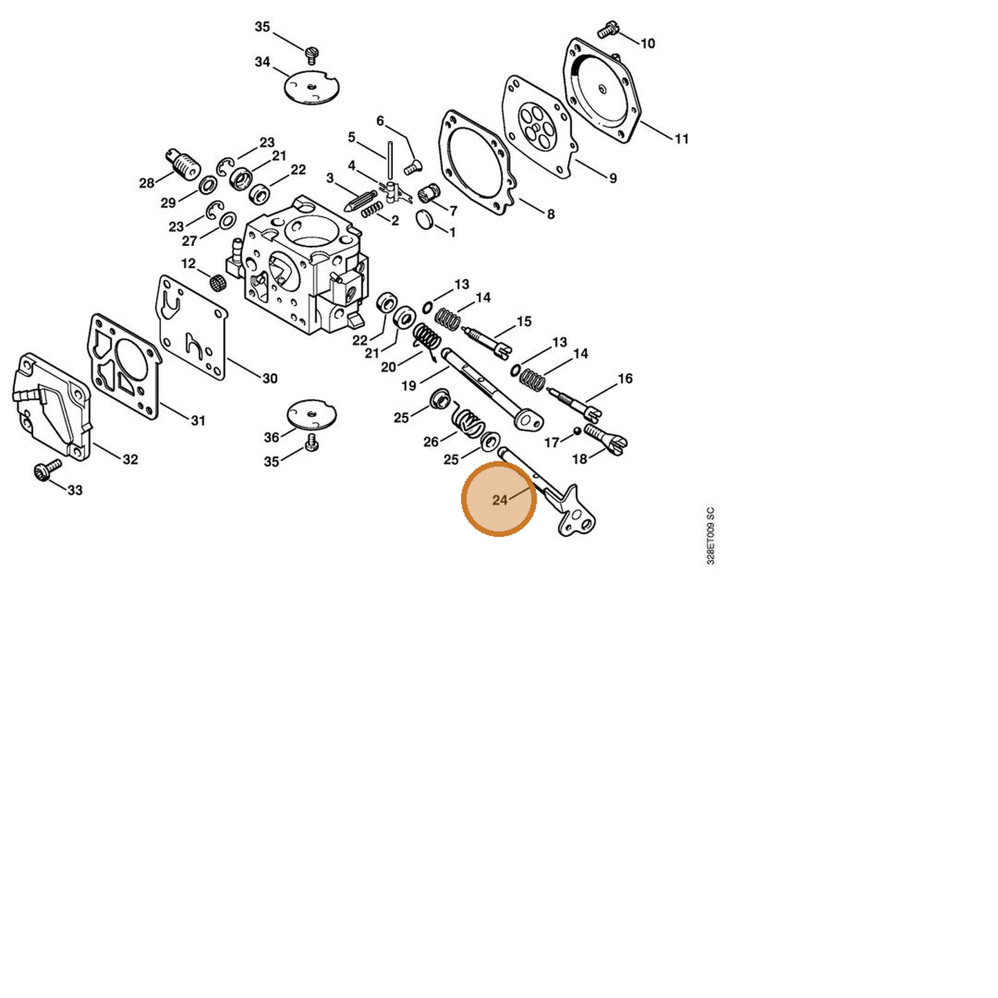 STIHL part 4221-120-7100 — IPL diagram snippet (6x zoom, amber highlight)