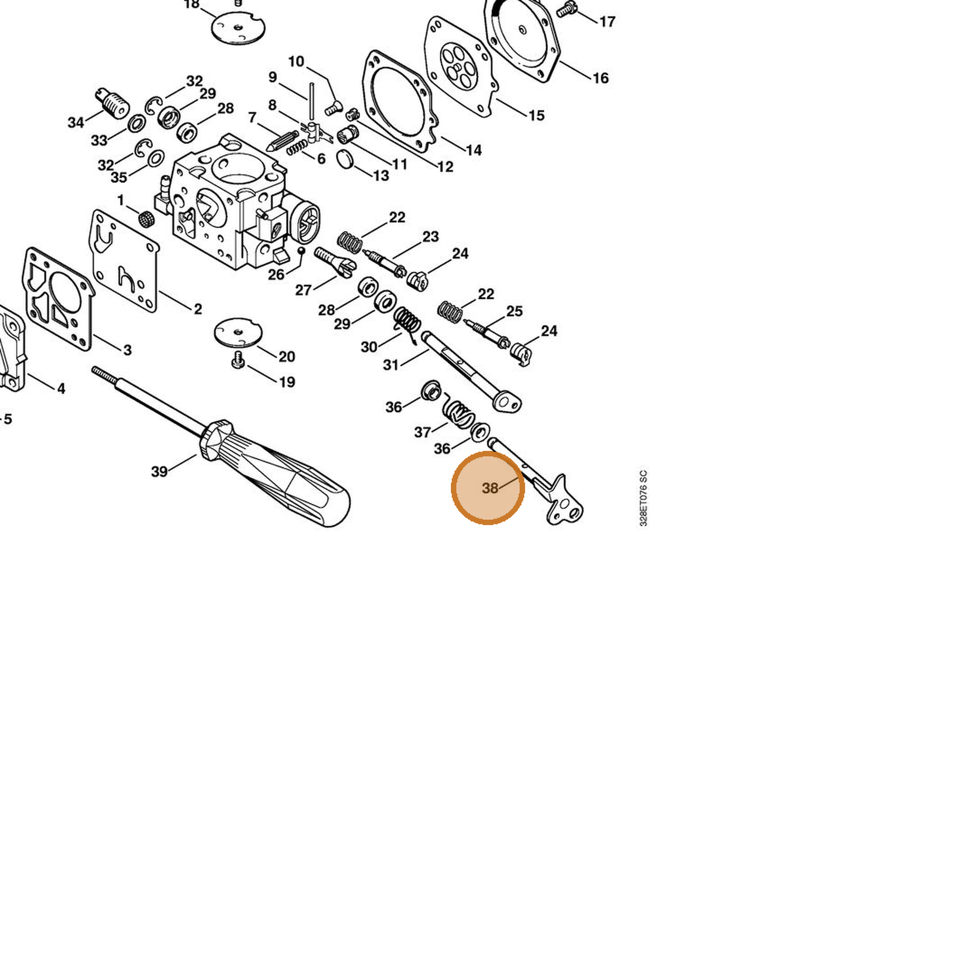 STIHL part 4221-120-7101 — IPL diagram snippet (6x zoom, amber highlight)