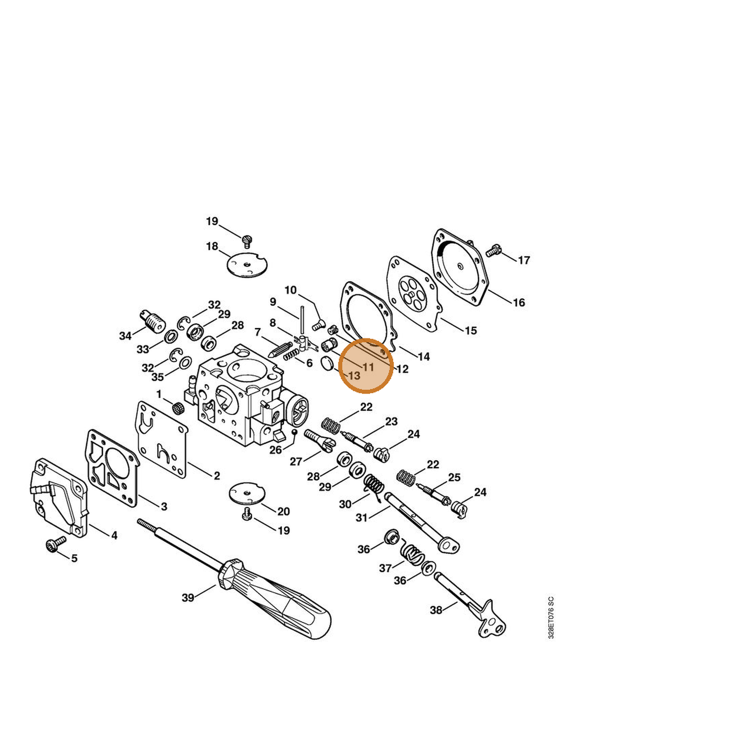 STIHL part 4221-121-5400 — IPL diagram snippet (6x zoom, amber highlight)