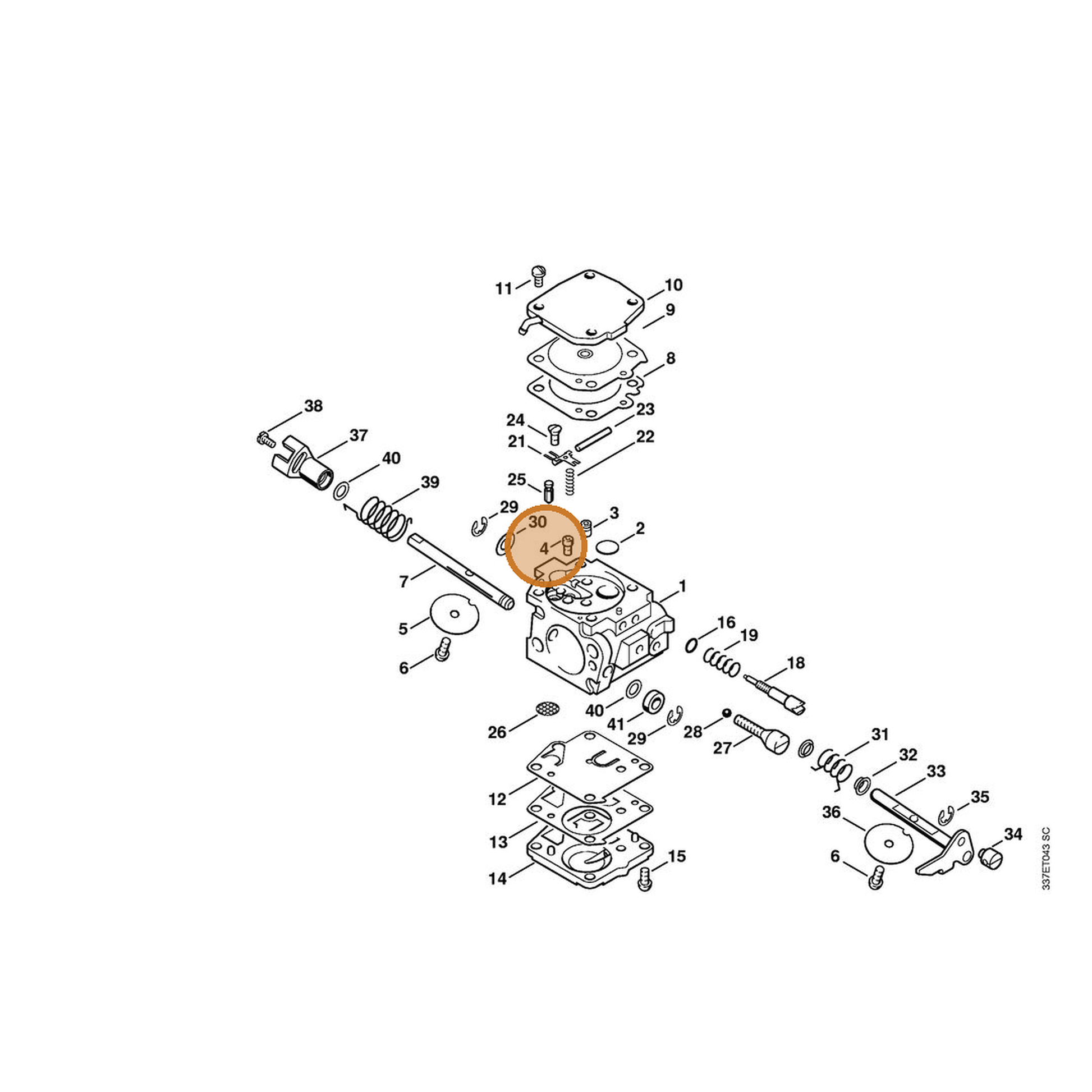 STIHL part 4221-121-5603 — IPL diagram snippet (6x zoom, amber highlight)