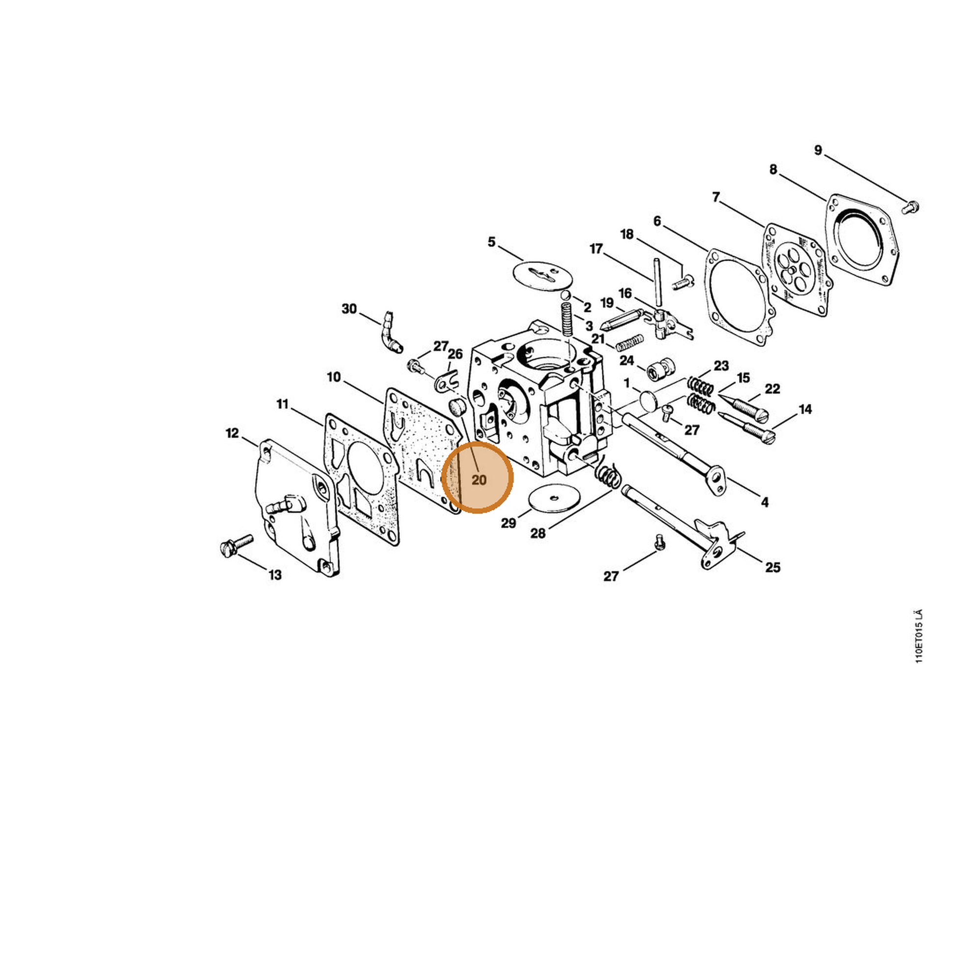 STIHL part 4221-121-7800 — IPL diagram snippet (6x zoom, amber highlight)