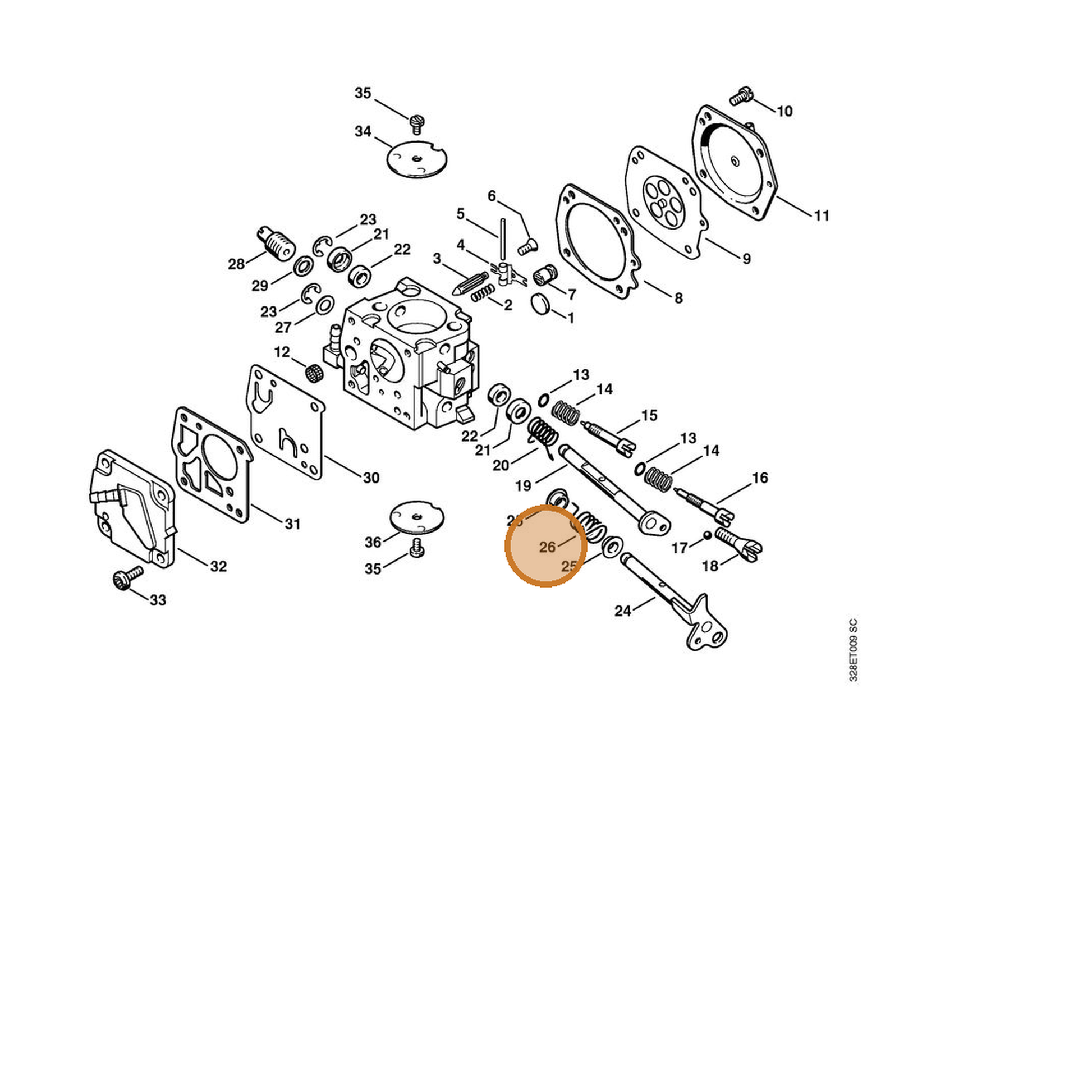 STIHL part 4221-122-3200 — IPL diagram snippet (6x zoom, amber highlight)