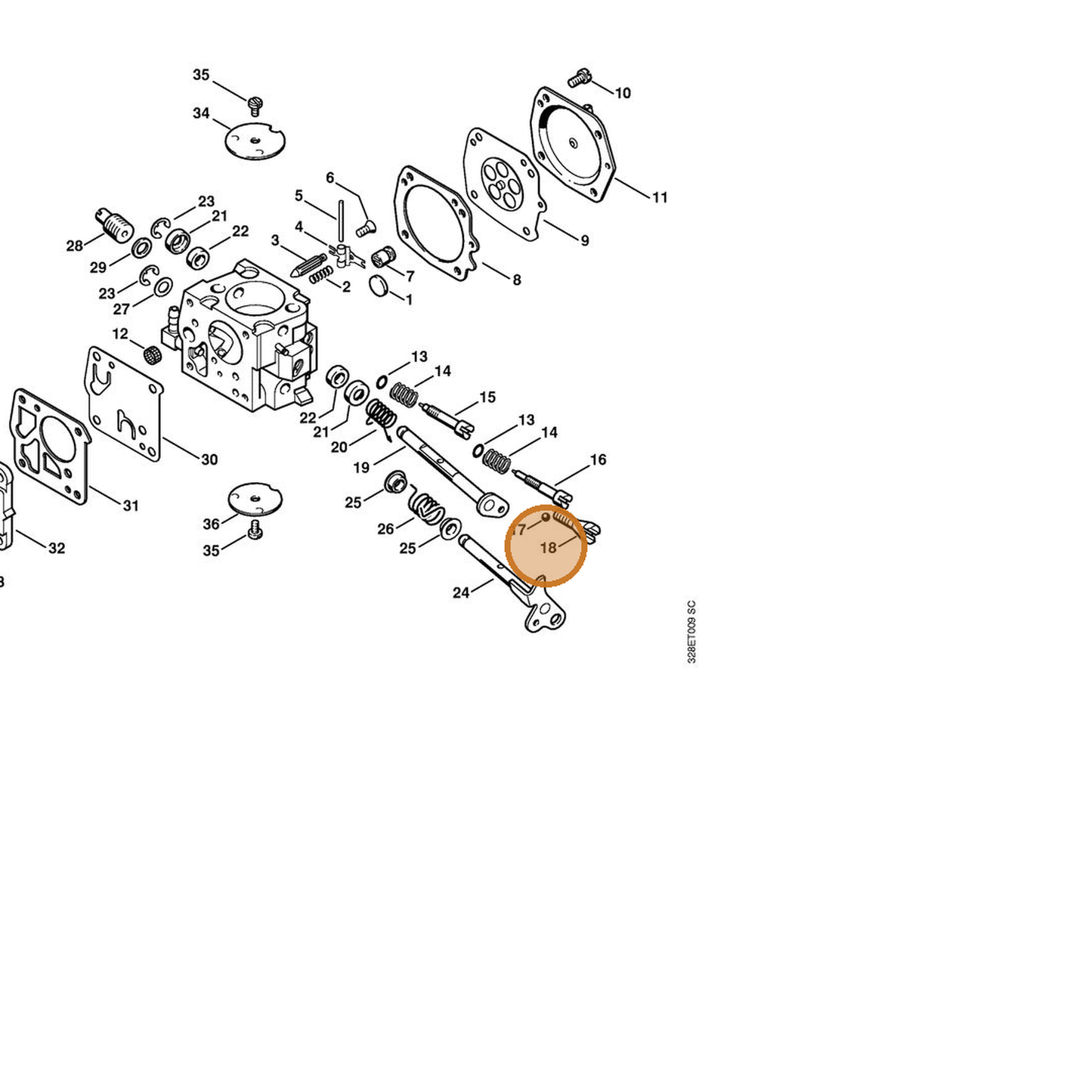 STIHL part 4221-122-6200 — IPL diagram snippet (6x zoom, amber highlight)