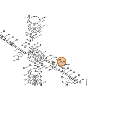 STIHL part 4221-122-6701 — IPL diagram snippet (6x zoom, amber highlight)