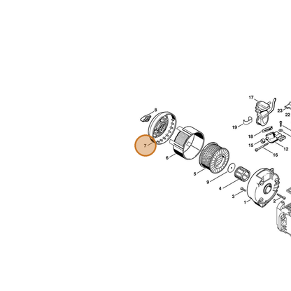 STIHL part 4221-140-1000 — IPL diagram snippet (6x zoom, amber highlight)