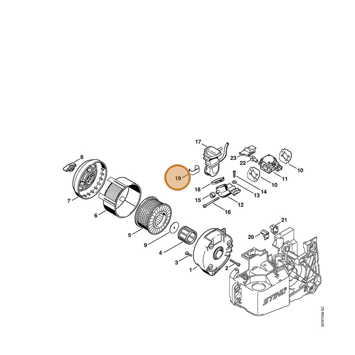 STIHL part 4221-141-2400 — IPL diagram snippet (6x zoom, amber highlight)