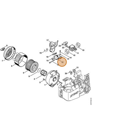 STIHL part 4221-141-3400 — IPL diagram snippet (6x zoom, amber highlight)