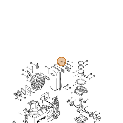 STIHL part 4221-145-0605 — IPL diagram snippet (6x zoom, amber highlight)