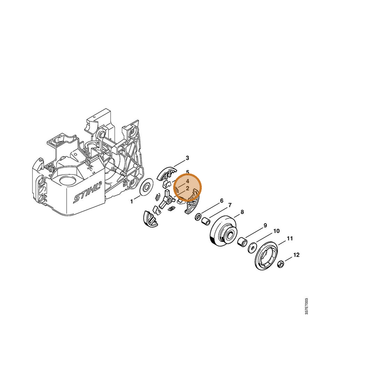 STIHL part 4221-160-2000 — IPL diagram snippet (6x zoom, amber highlight)