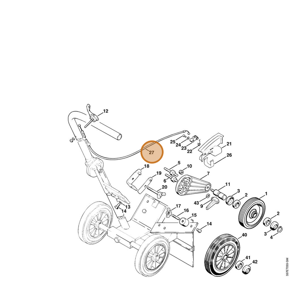 STIHL part 4221-180-1101 — IPL diagram snippet (6x zoom, amber highlight)