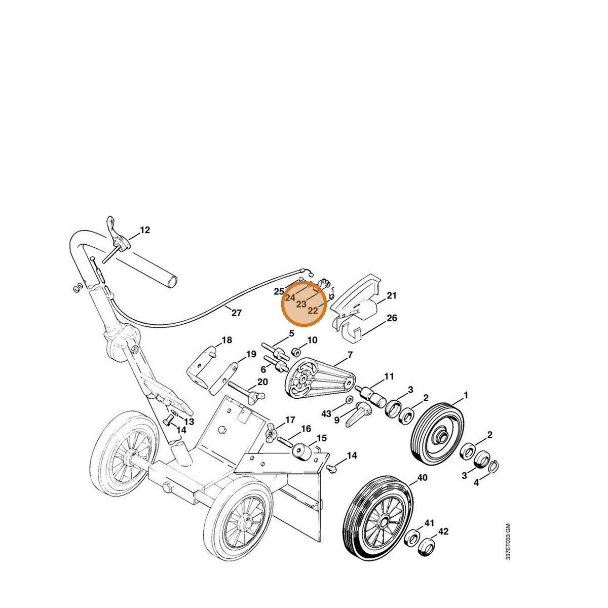 STIHL part 4221-182-2800 — IPL diagram snippet (6x zoom, amber highlight)