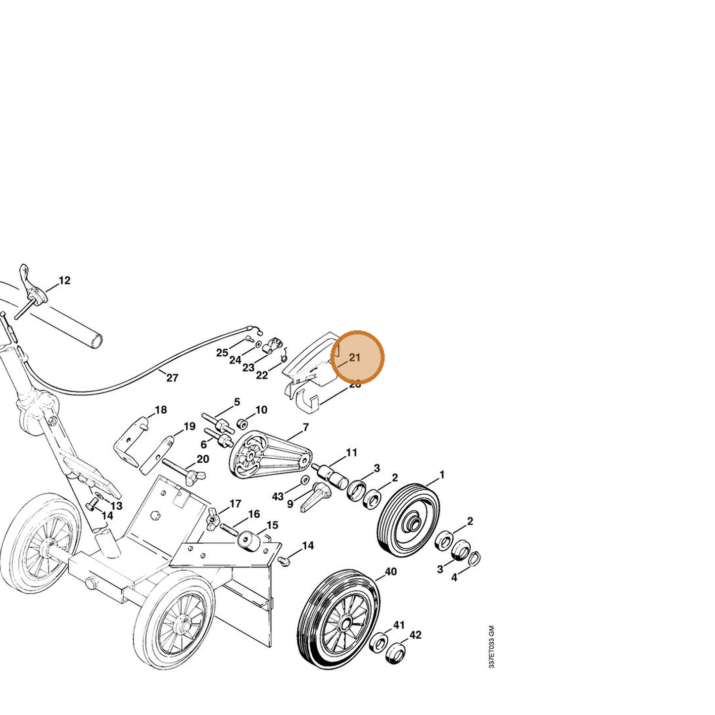 STIHL part 4221-182-4000 — IPL diagram snippet (6x zoom, amber highlight)