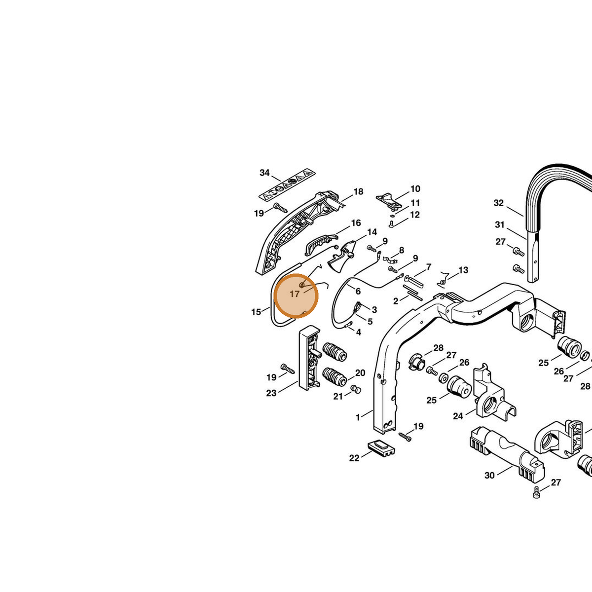 STIHL part 4221-182-4500 — IPL diagram snippet (6x zoom, amber highlight)