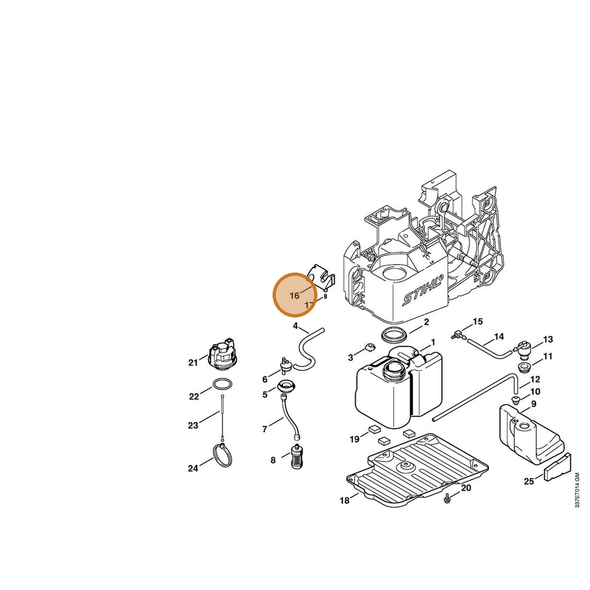 STIHL part 4221-350-1400 — IPL diagram snippet (6x zoom, amber highlight)