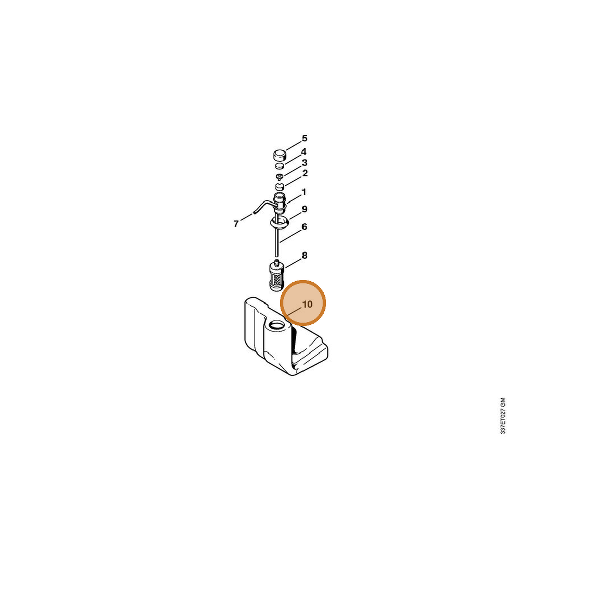 STIHL part 4221-351-1500 — IPL diagram snippet (6x zoom, amber highlight)