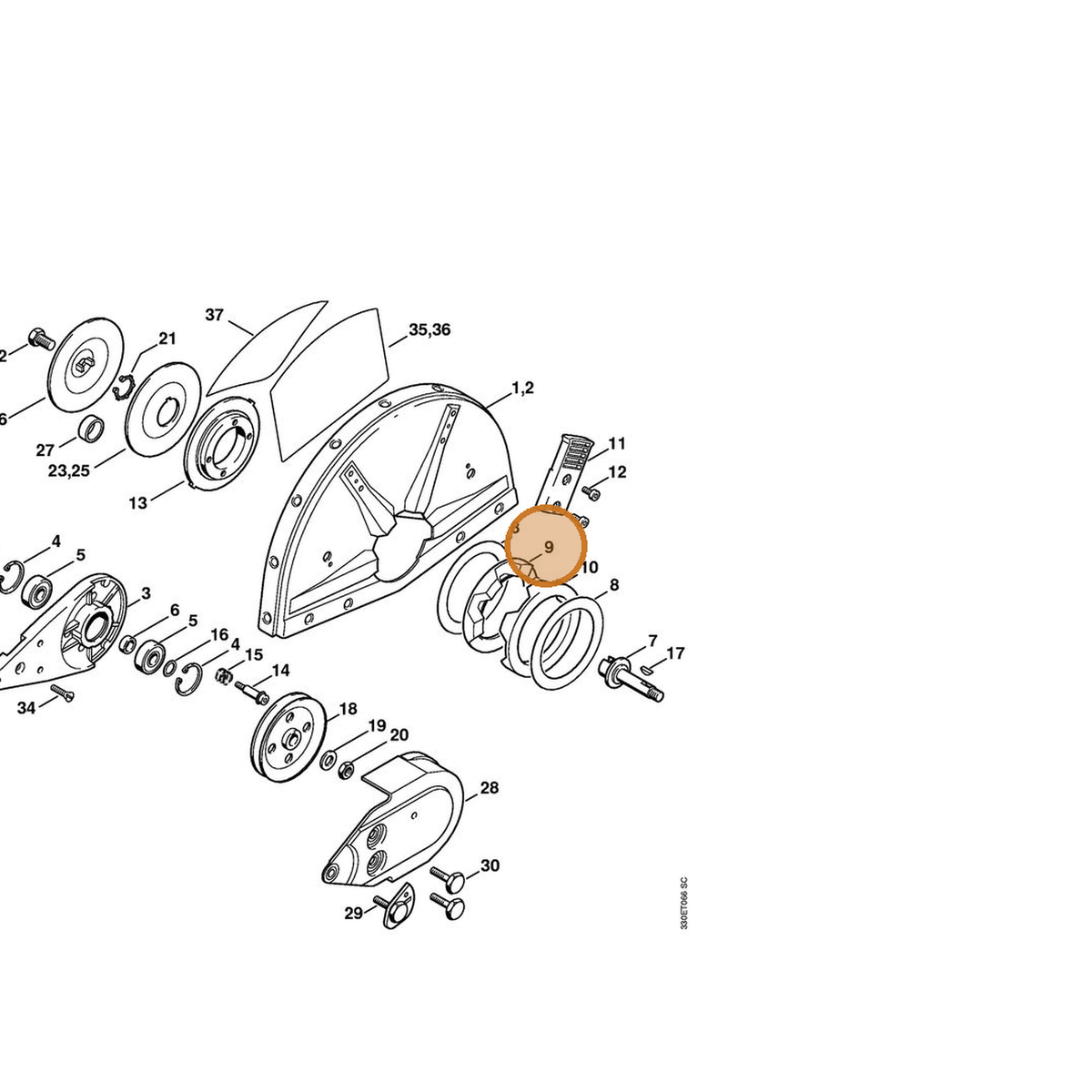 STIHL part 4221-706-8800 — IPL diagram snippet (6x zoom, amber highlight)