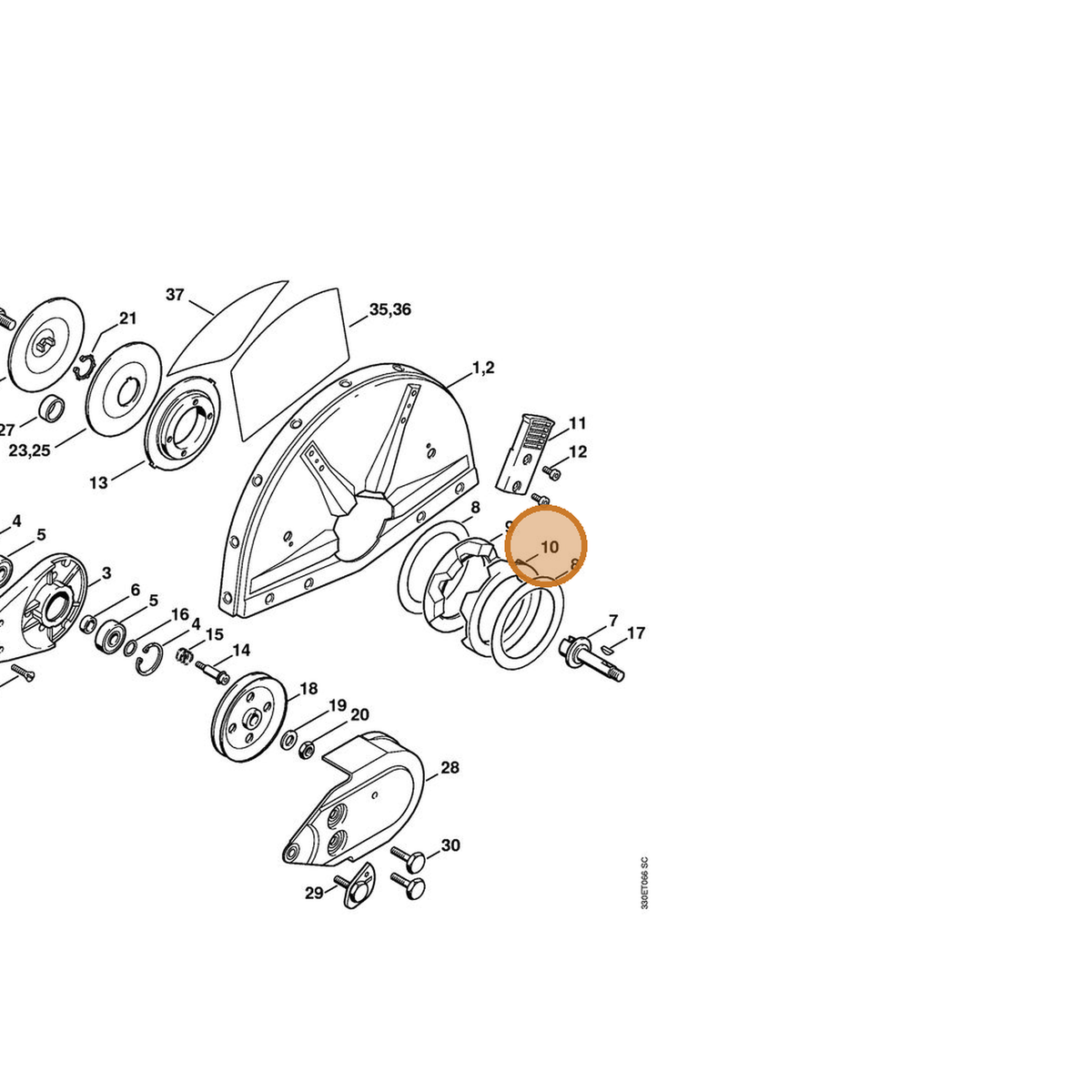 STIHL part 4221-706-8801 — IPL diagram snippet (6x zoom, amber highlight)