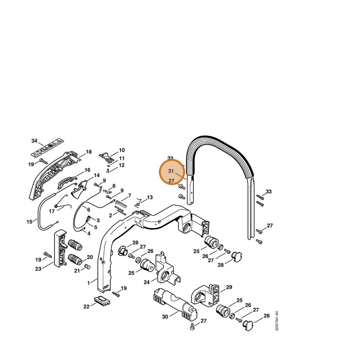 STIHL part 4221-790-1750 — IPL diagram snippet (6x zoom, amber highlight)