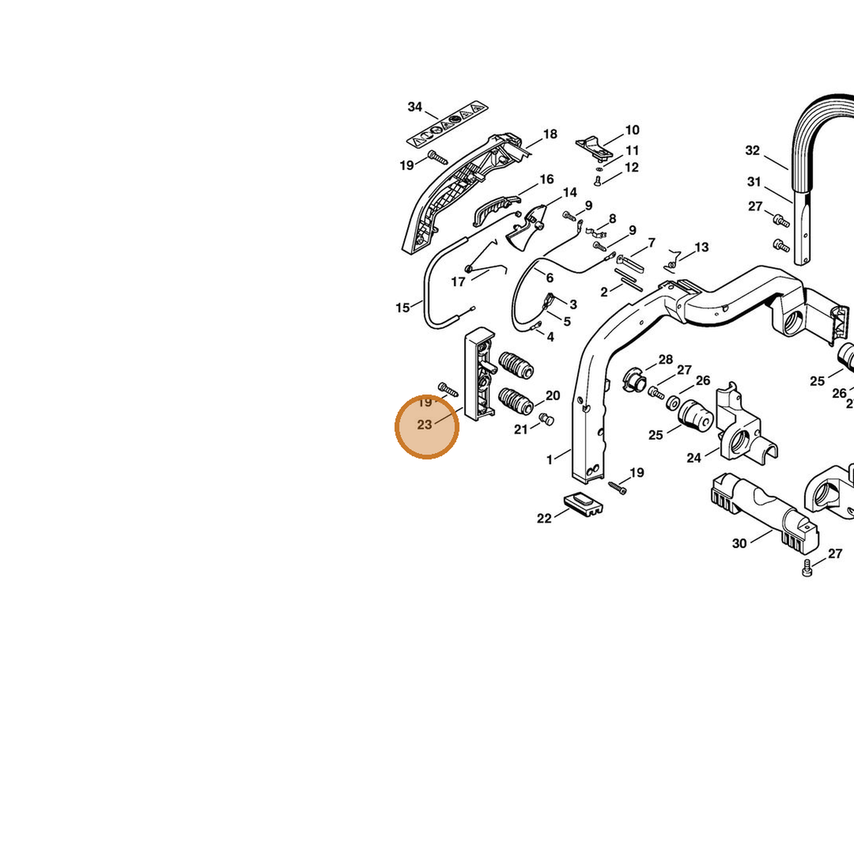 STIHL part 4221-791-0605 — IPL diagram snippet (6x zoom, amber highlight)